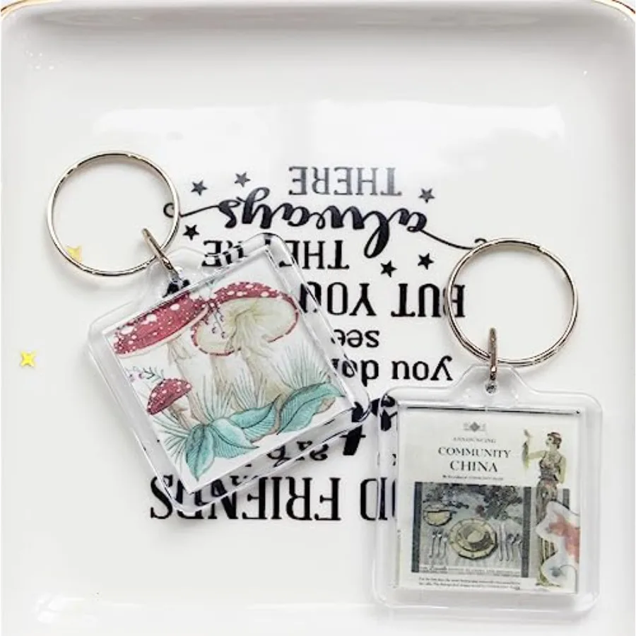 BetterJonny 20Pcs Acrylic Picture Keychain Blanks in Clear Acrylic Picture Frame Keyrings