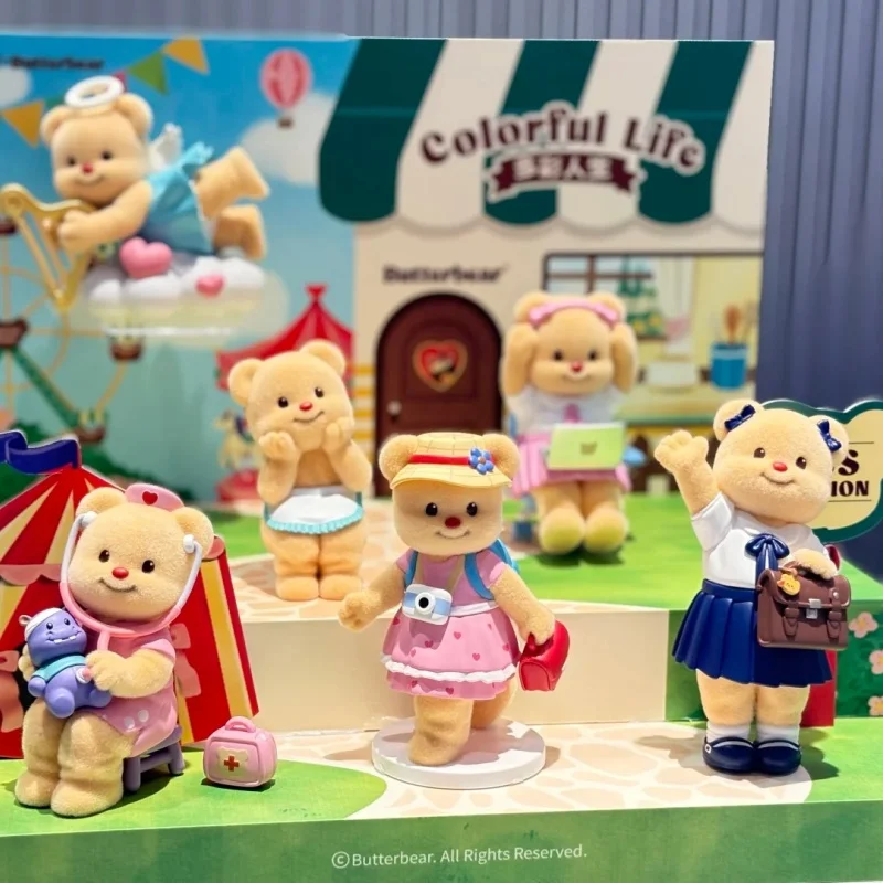 

Оригинальные фигурки Plzdot Butter Bear из серии Colorful Life, коллекционные игрушки-сюрпризы, милые модели, подарочные наборы, коллекционные куклы