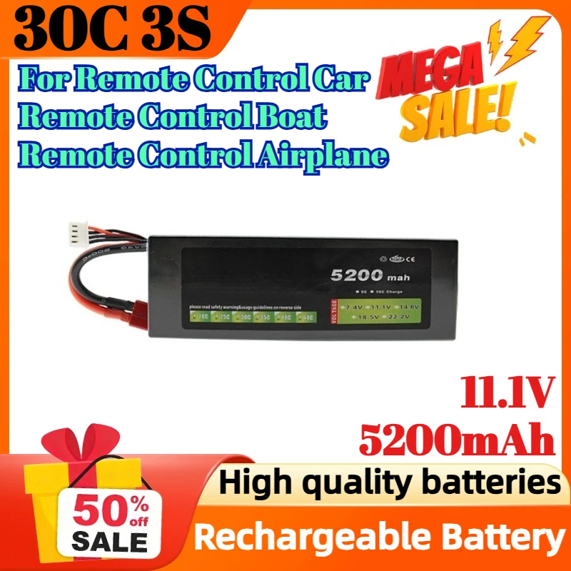 

11.1V 5200mAh 30C 3S Battery for Remote Control Car Remote Control Boat Remote Control Airplane Rechargeable Battery