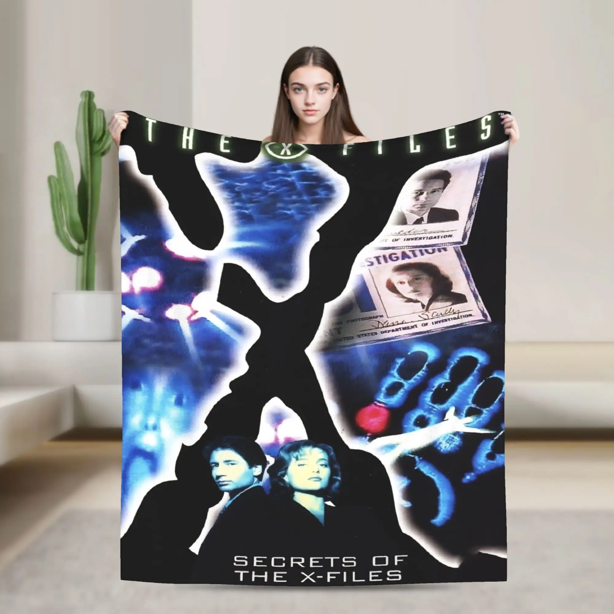 The X Files Film Flannel Blanket Fox Mulder Dana Scully and John Doggett Walter Skinner Bedding Throws for Bedspread Sofa Cover