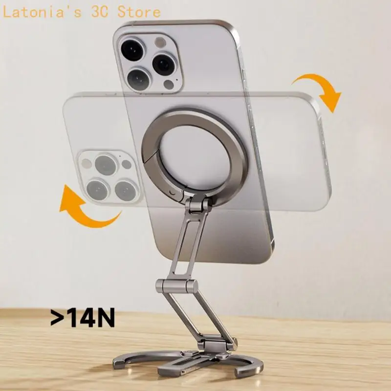 Ausziehbarer magnetischer Telefonständer, faltbare Halterbasis, verstellbarer Drehung, Karabiner-Design für 4,5–7 Zoll – Detail 9