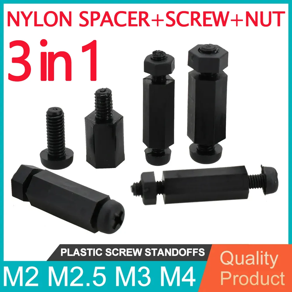 M2 M2.5 M3 M4 Motherboard Standoff PCB Stand Nylon Spacers Computer Board Rack Plastic Screw Stud Mount Thread Pillar Bolt Nut