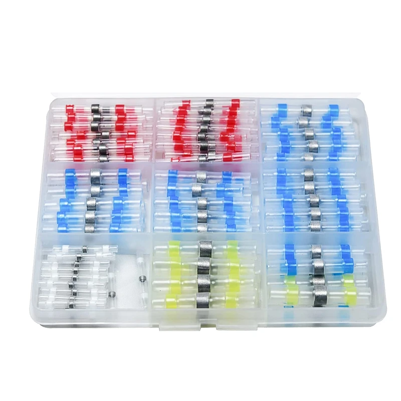 NEW-140Pcs Solder Seal Wire Connectors, Heat Shrink Butt Wire Connectors, Multi-Purpose Electrical Terminal Kit,Auto Marine