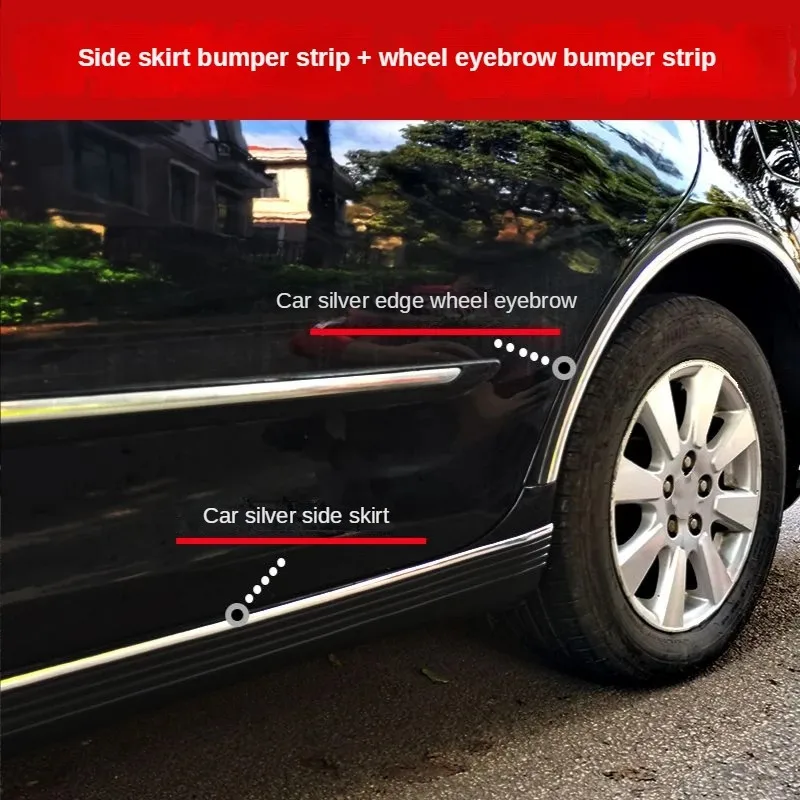 Universal Car Door/Side Skirts Protector Rubber Body Edge Guard Decals Anti-Scratch Anti-Collision Decorative Protection Sticker