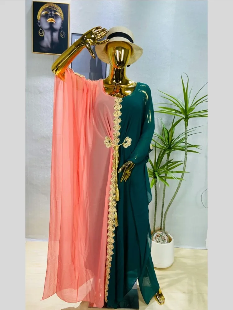 Femmes or dentelle broderie Robe islamique dubaï caftan Ramadan Kimono musulman Abayas longue Robe pull couvrir manteau d'extérieur