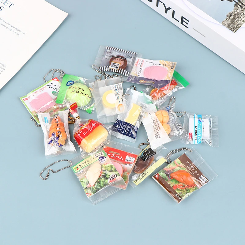 Simulation Mini Bread Snack Bag Ornaments Doll House Simulation Food Toy Pendant Creative Backpack Pendant Random Delivery