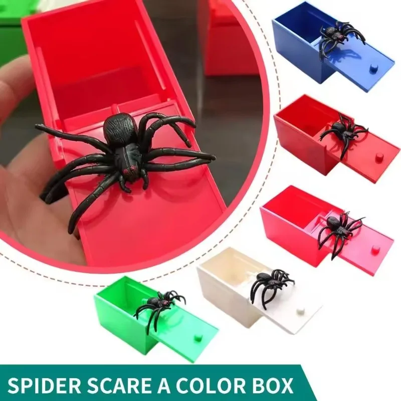 

Random Color Scary Mischief Spider Scare Box: Colorful Plastic Prank Prop in Case – Amusing Funny Toy for Lighthearted Pranks