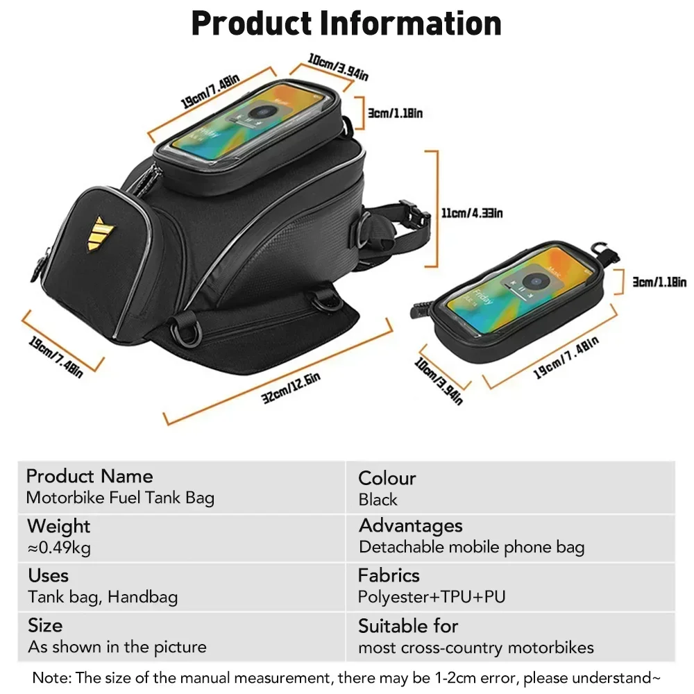 New Motorcycle Tank Bag Navigation Water Machine Bag Motorcycle Multi-functional Handbag Riding Equipment Mt Accessories