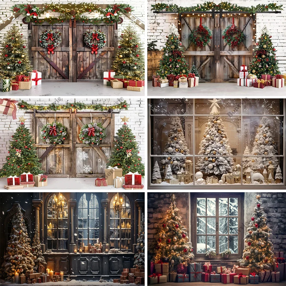 Bonvvie Christmas Photography Background Xams Tree Gifts Fireplace Family Party Decor Backdrop Portrait Photocall Studio Props