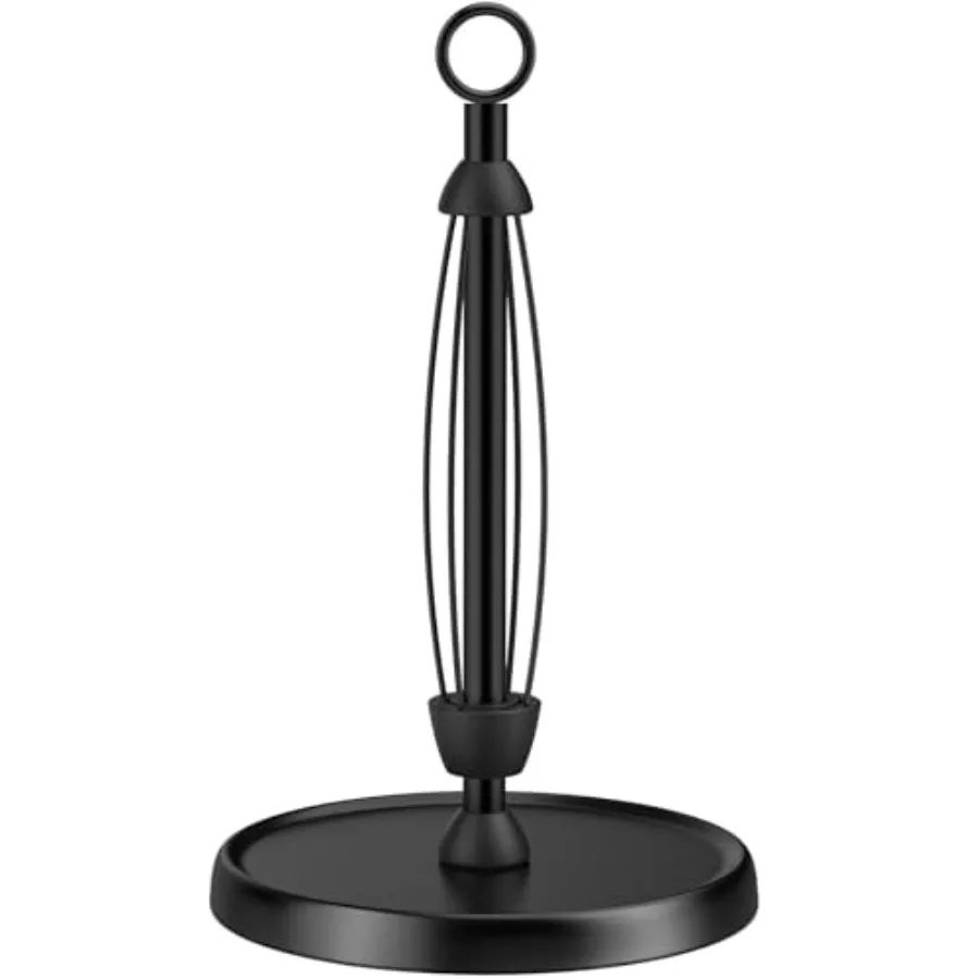 

Black Paper Towel Holder Countertop OneHanded Tear Stainless Steel Weighted Base Ring Paper Towel Holder Stand with Ratchet Sys