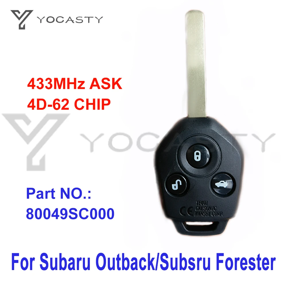 YOCASTY For Subaru Forester Outback Legacy 2008 2009 2010  2013 2014 4D-62 CHIP Car Keyless Entry Remote Key 88049SC000 433MHz