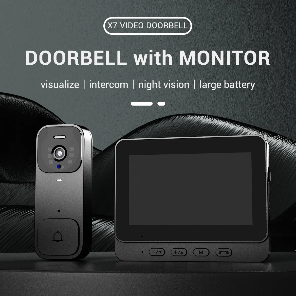 2.4G Wireless Doorbells with 4.3'' Display Security Camera Digital Door Peepholes HD Night Vision Home Intercom Video Eye Bell
