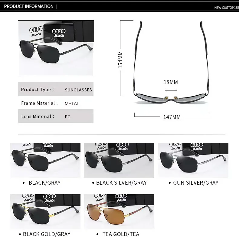 Car High Men Polarized Sunglasses For Audi Q3 Q5 Q7 Q8 A3 A4 A5 A6 A7 A8 RS3 RS4 RS5 RSTT S3 S4 S5 TT Anti Glare Driver Goggles