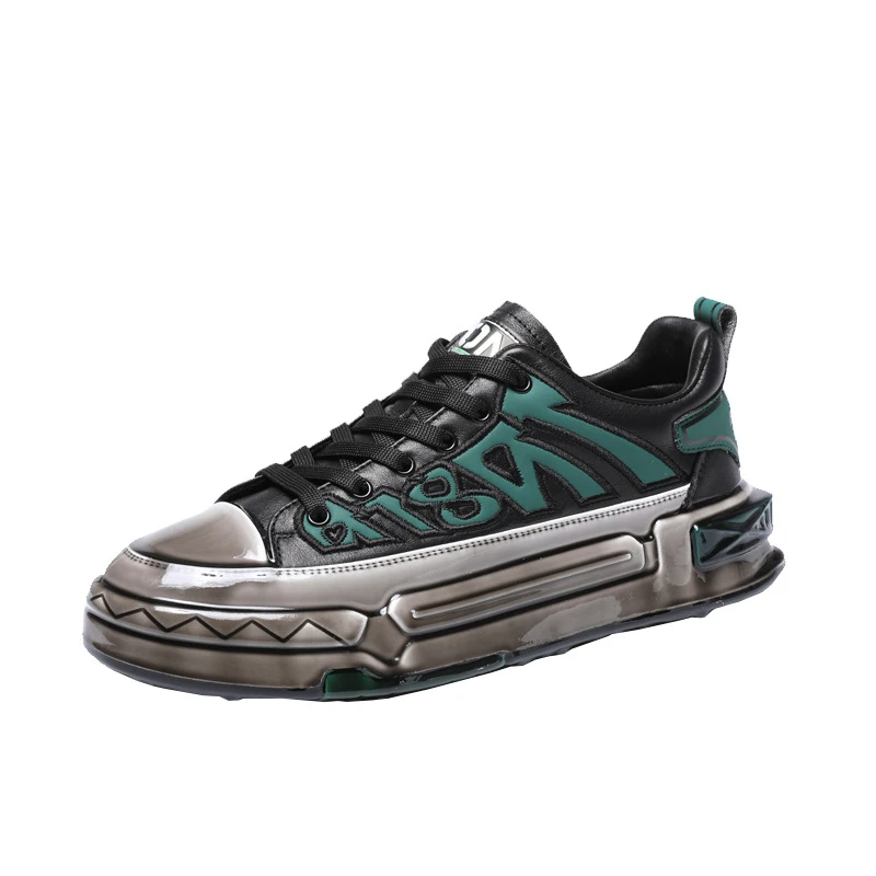 

High-Quality Trendy Men's Skateboard Shoes, Autumn Genuine Leather Casual Shoes, Breathable Fashion Sneakers
