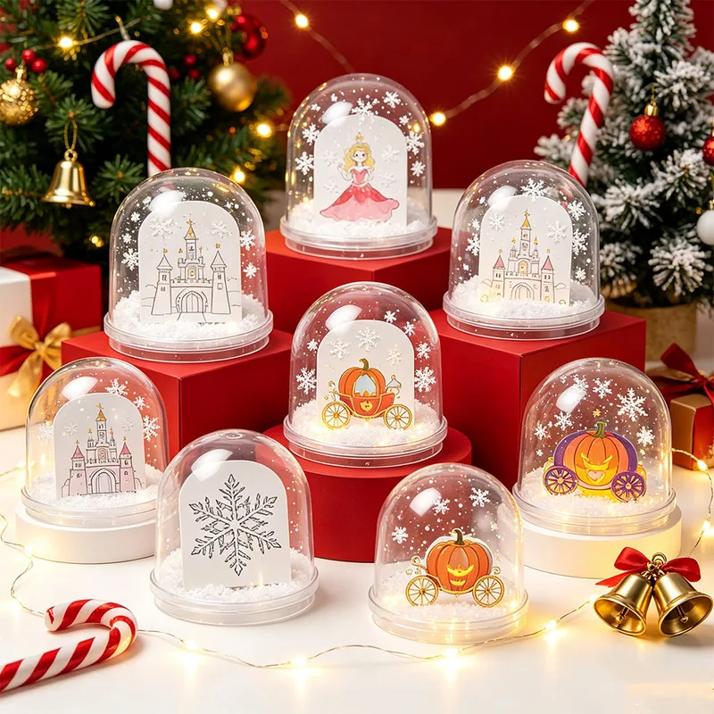 2pcs Photo Snow Globe Kit Blank Frame with Heat Transfer Paper Acrylic Snow Globe Picture Frame for Home Decor