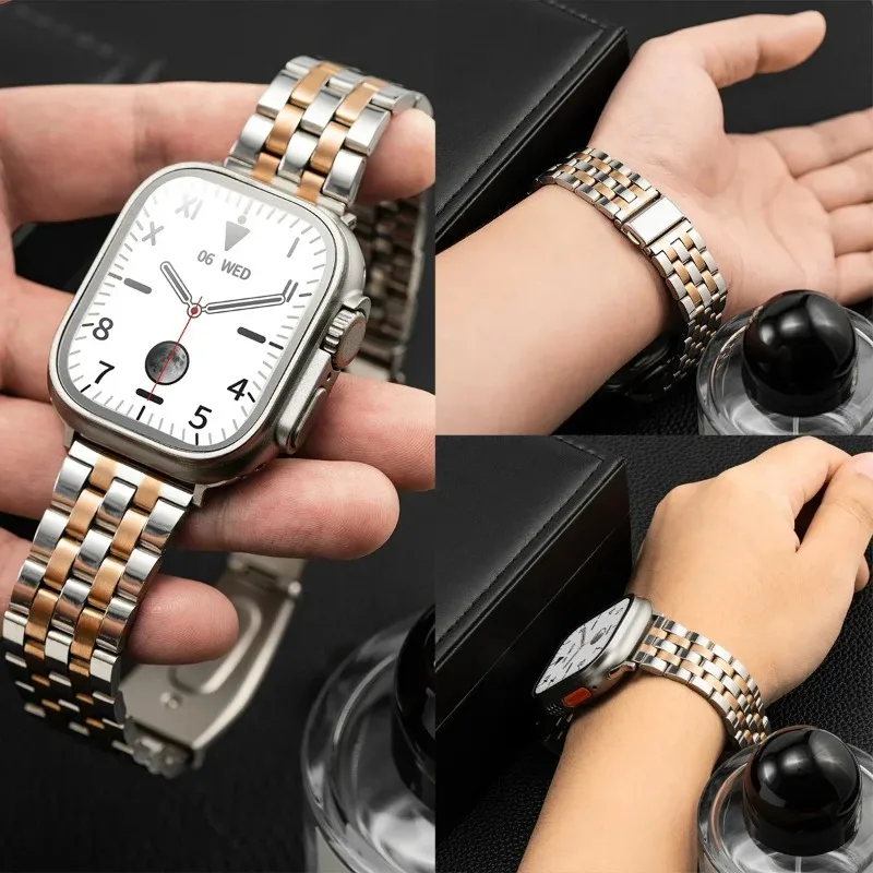 حزام معدني من الفولاذ المقاوم للصدأ لساعة أبل الترا 3/2/1 49 مللي متر 46 42 45 44 40 41 مللي متر سوار Iwatch Series11 10 9 8 7 6 SE 5 #3