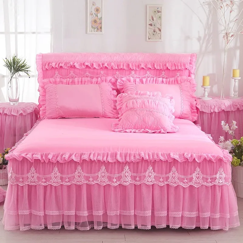 

lace princess bed skirt bedspread single piece bed cover bed cover lace non-slip mattress 1.8m mattress protection new product