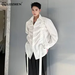 LUZHEN Men's Design 2024 New Decorate Ruched Drawstring Niche Casual Shirts Jacket High Quality Street Elegant Male Tops 5ac735