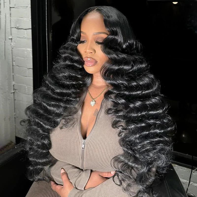 

HAIRTIME 4x4 Hd Deep Wave Natural Black Loose Curly 4x4 Lace Frontal Wigs for Women Deep Curly Wave Human Hair Wigs