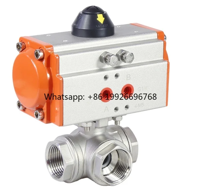 

TKFM 304 Stainless Steel Thread Pneumatic High Platform T L Type Three Way Regulating Ball Valve