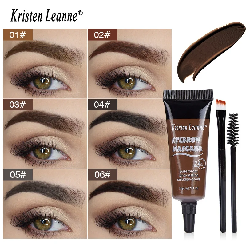 6 Colors Eyebrow Dye Creamt 1pcs - Waterproof Tint Gel with Makeup Brush Long-Lasting Formula Eyebrow Gel & Dye