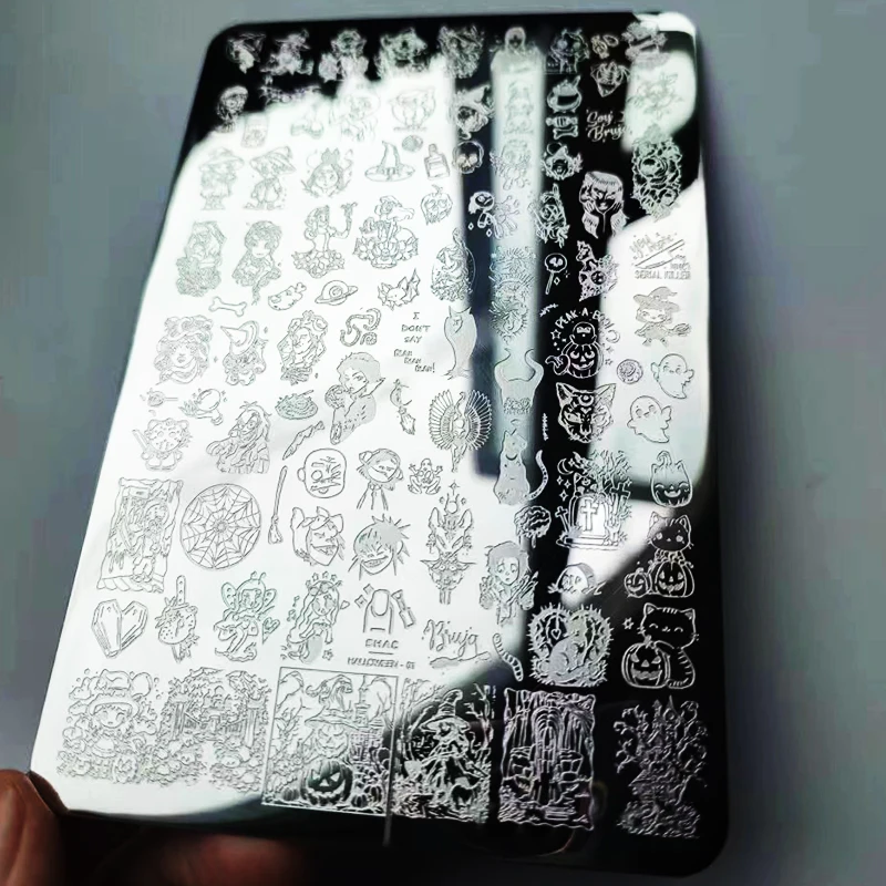 Halloween Nail Stamping Plates Valentine's Day Flowers Cartoon Animals Nail Art Plates Stainless Steel Nail Art Plate Stencil