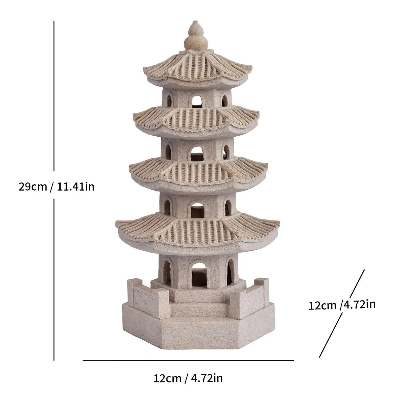 Solar Pagoda Garden Sculpture Resin Outdoor Decoration Japanese Tower Decorative Statue for Balcony Terrace Landscape Art