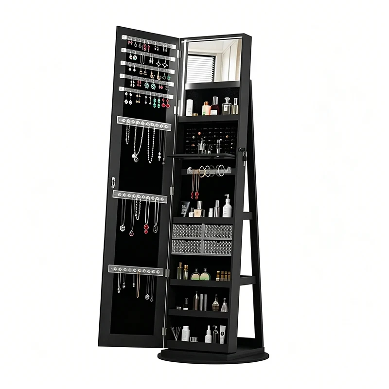 custom.Factory Direct Lockable Jewelry Cabinet with Mirror Standing Jewelry Armoire Bedroom Dressing Room Home Hotel Furnitu