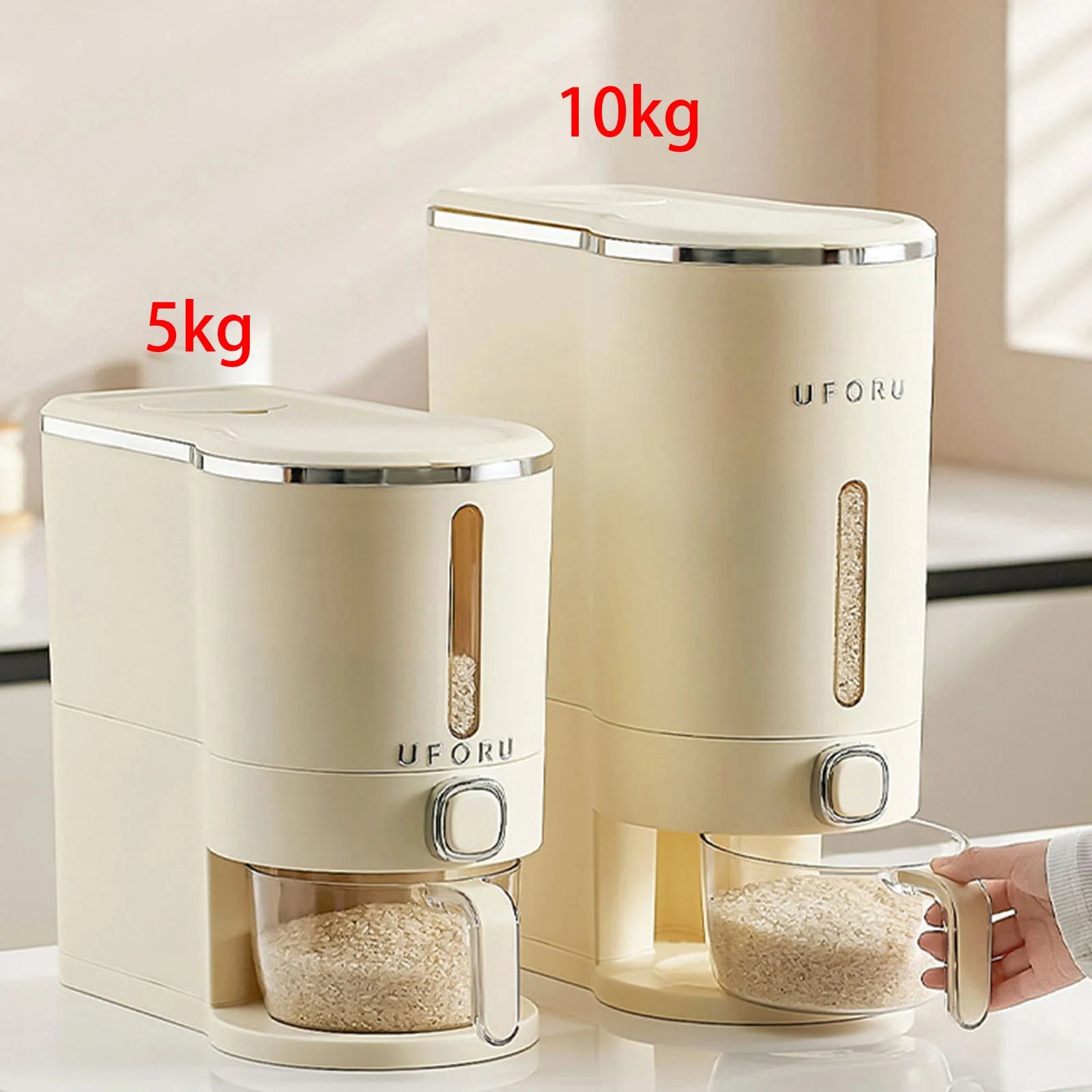 

Rice Dispenser Visible Window Dustproof Thickened Grain Storage Barrel Cereal Dispenser Bucket for Home Countertop Kitchen