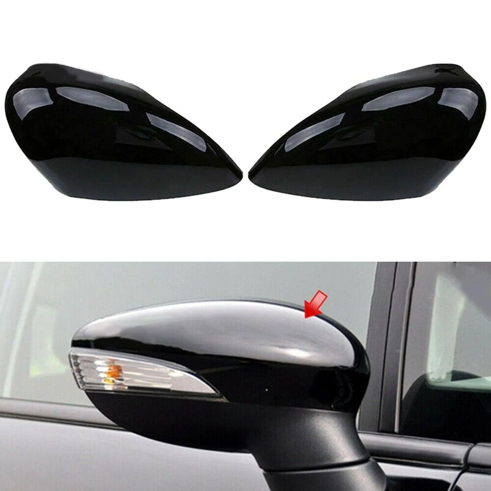 2 sztuki błyszczących czarnych lusterek bocznych do Ford Fiesta MK7 2008-2017. Do Ford Fiesta Van z lampą SYGNAŁową 2012-2017