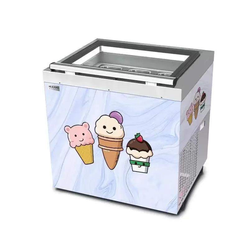 Desktop Ice Cream Display Case Commercial Manual Ice Candy Cabinet Freezer