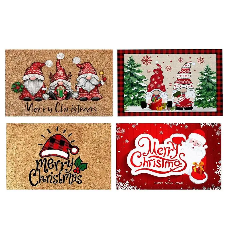 Christmas Doormat Christmas Front Door Rug Door Rugs For Entryway Indoor 23.6'x 15.7'Funny Gnome Doormat For Entrance Indoor