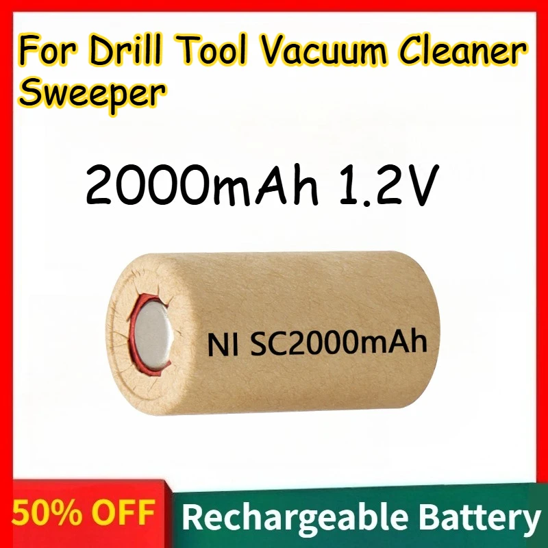 Nickel-Metal Hydride Battery 2000mAh 1.2V for Drill Tool Vacuum Cleaner Sweeper Large Capacity Rechargeable Batteries
