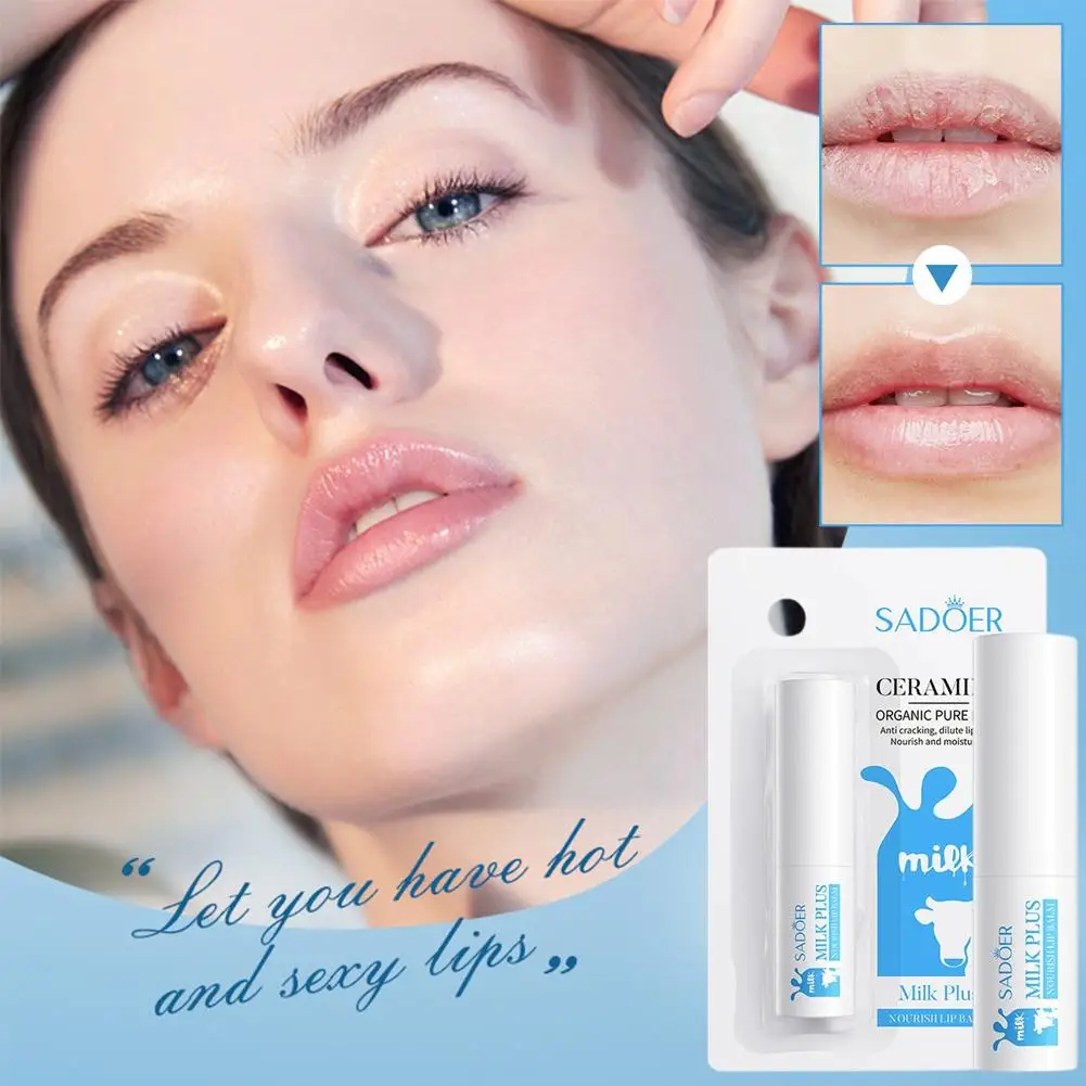 SADOER Ceramide Milk Moisturizing Lipstick - Long-Lasting Hydrating Lip Color for Smooth Soft Lips