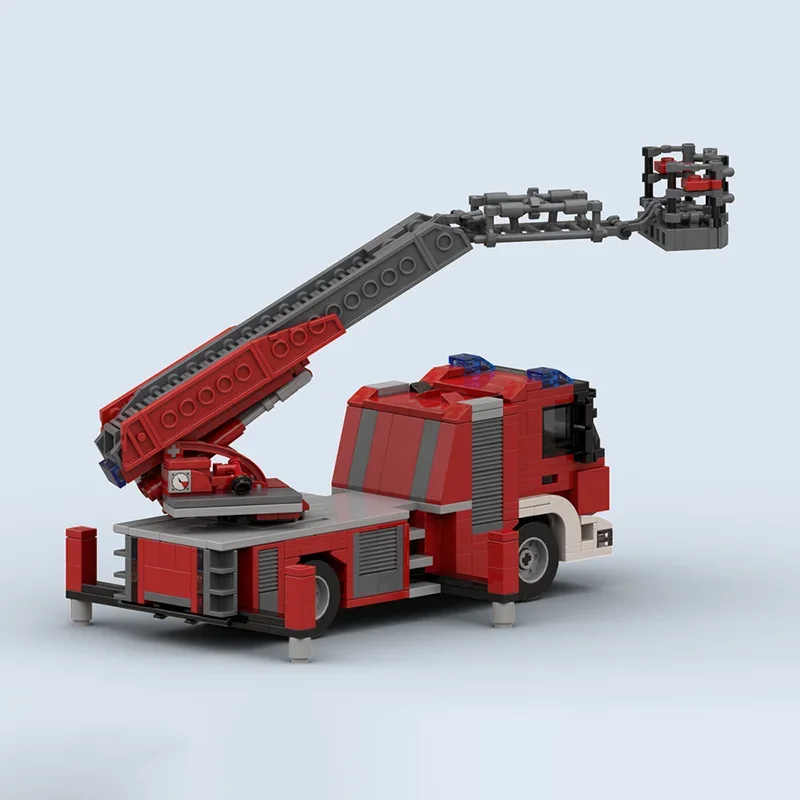 Moc blocos de construção alemão escada de fogo caminhão tecnologia tijolos modulares modelo presentes brinquedos de natal diy conjuntos montagem!