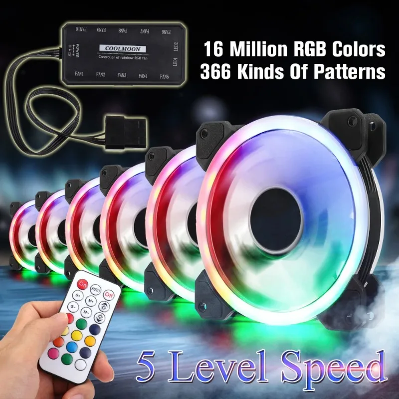 120mm RGB Quiet Adjustable PC Cooling Fan IR Remote High Airflow CPU Cooler Multi Pack Options for Gaming Desktop Chassis view 4