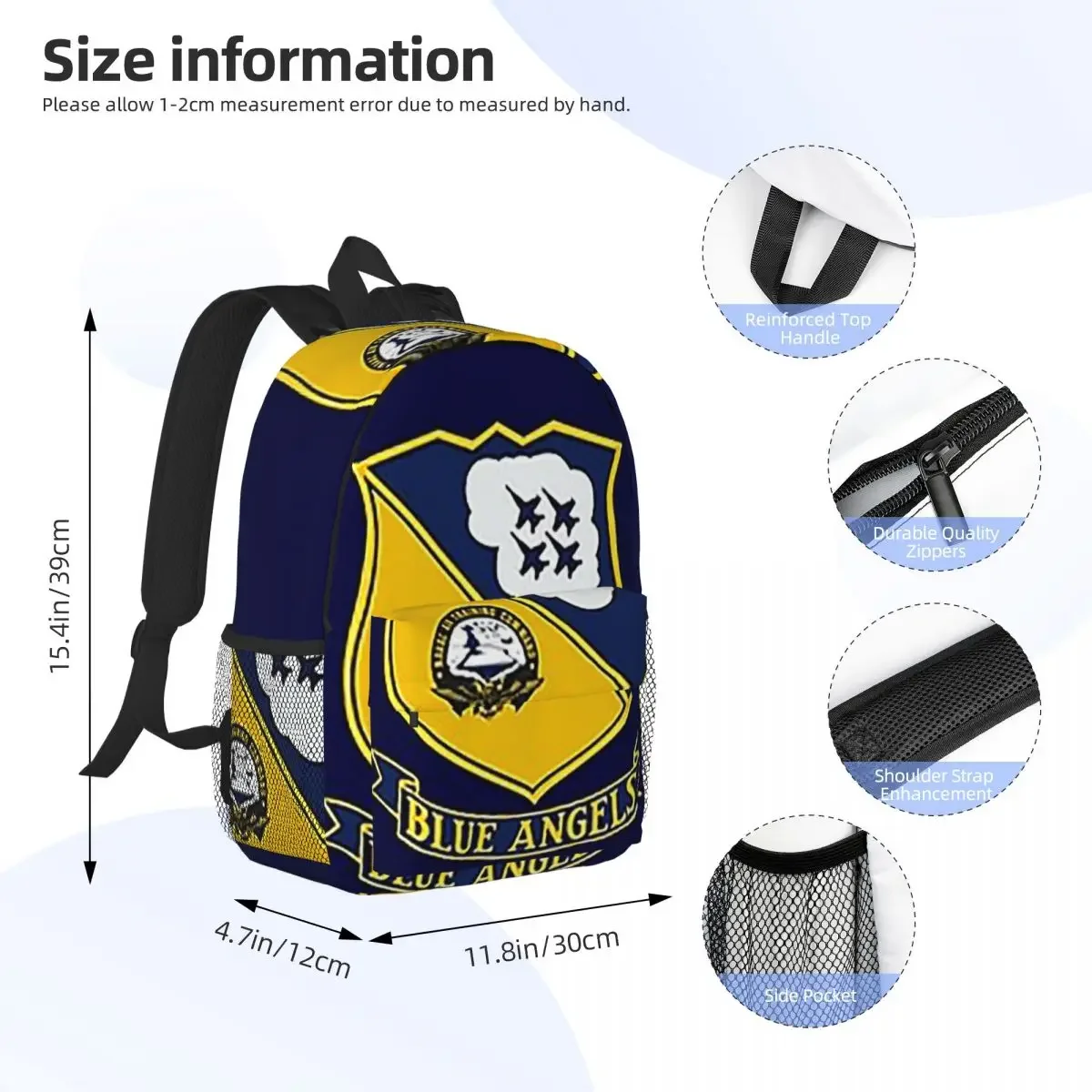 The Blue Angels Backpacks Teenager Bookbag Casual Students School Bags Travel Rucksack Shoulder Bag Large Capacity