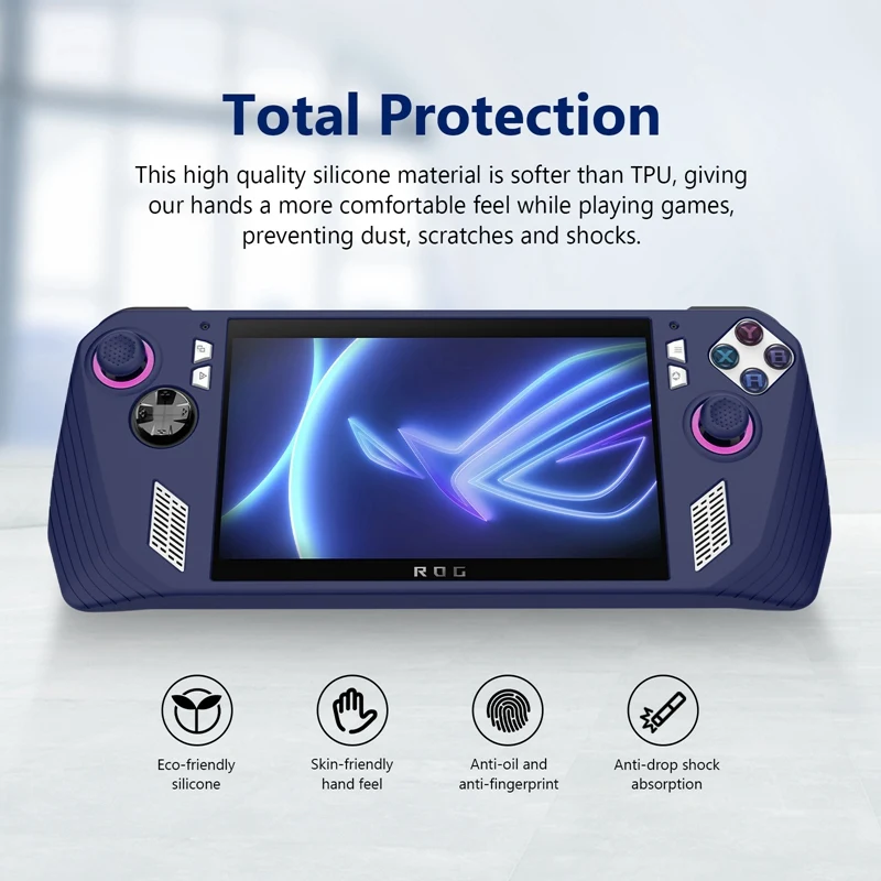 For ROG Ally Handheld Game Console All-Inclusive Silicone Protective Case Handheld Anti-Drop Protective Case,Blue Easy Install