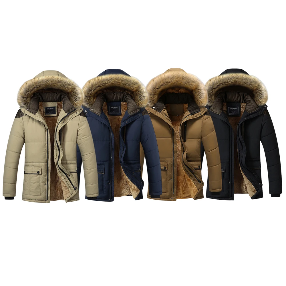 

M-7XL Men's Winter Jacket with hood and leather collar, warm and casual wool coat, Men's windproof leather coat 2025 model