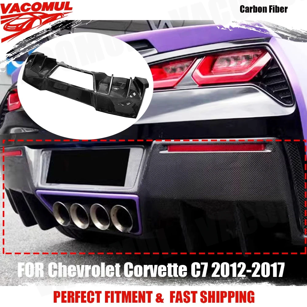 

VACOMUL For Chevrolet Corvette C7 2012-2017 Carbon Fiber Diffuser Rear Bumper Diffuser Spoiler Rear Lip Car Accessories Body Kit