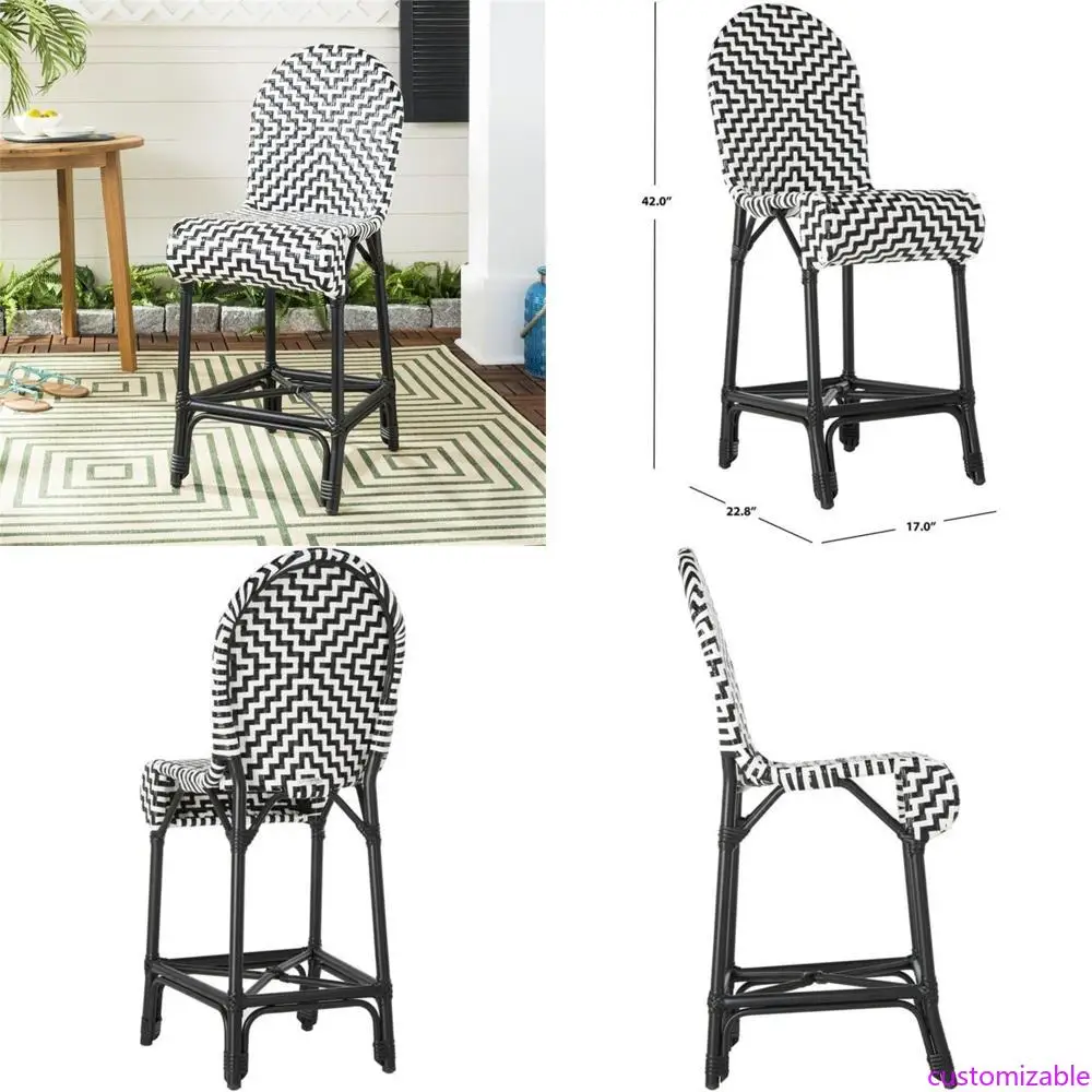 

Табурет Shea Collection для внутреннего и наружного использования, черно-белый PAT4020A