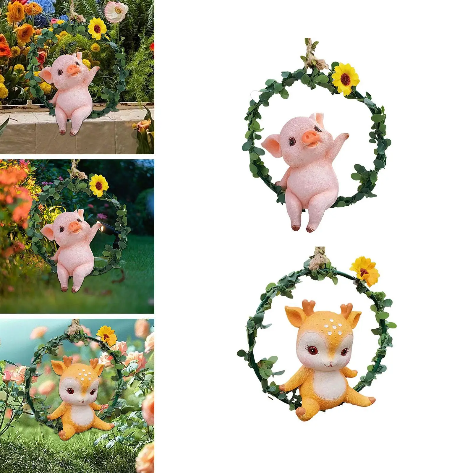 Hanging Animal Statue Collectibles Adorable Yard Art Resin Figurine Pendant for
