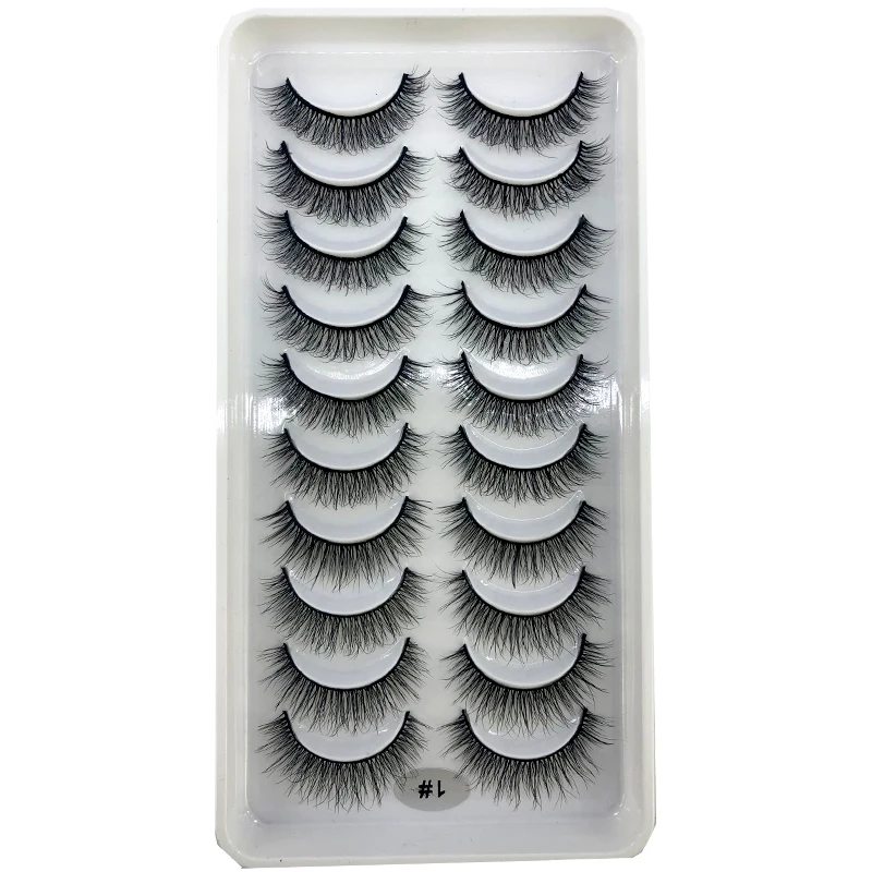 AMSDCN Künstliche Kurze Nerz-Wimpern, Natürlich Dramatische Falsche Wimpern, 10 Paar 3D-Wimpern für Make-up – Detail 24