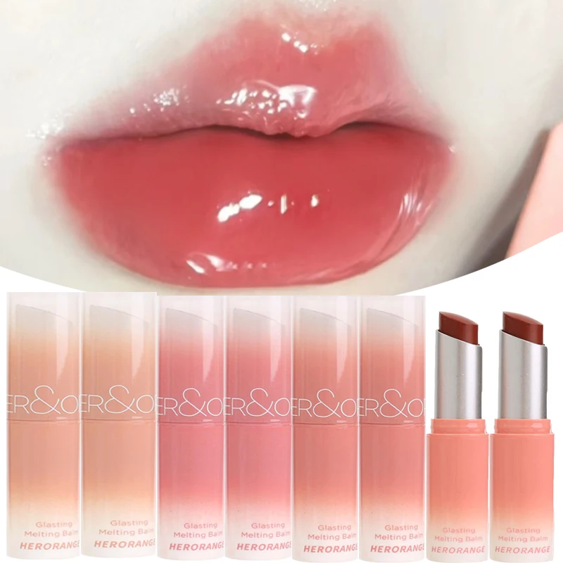 Feuchtigkeit spendender Gelee Lippenstift 6 Farben Spiegel Wasser Licht fester Lip gloss klares Glas rote Lippen glasur Tönung Make-up koreanische Kosmetik