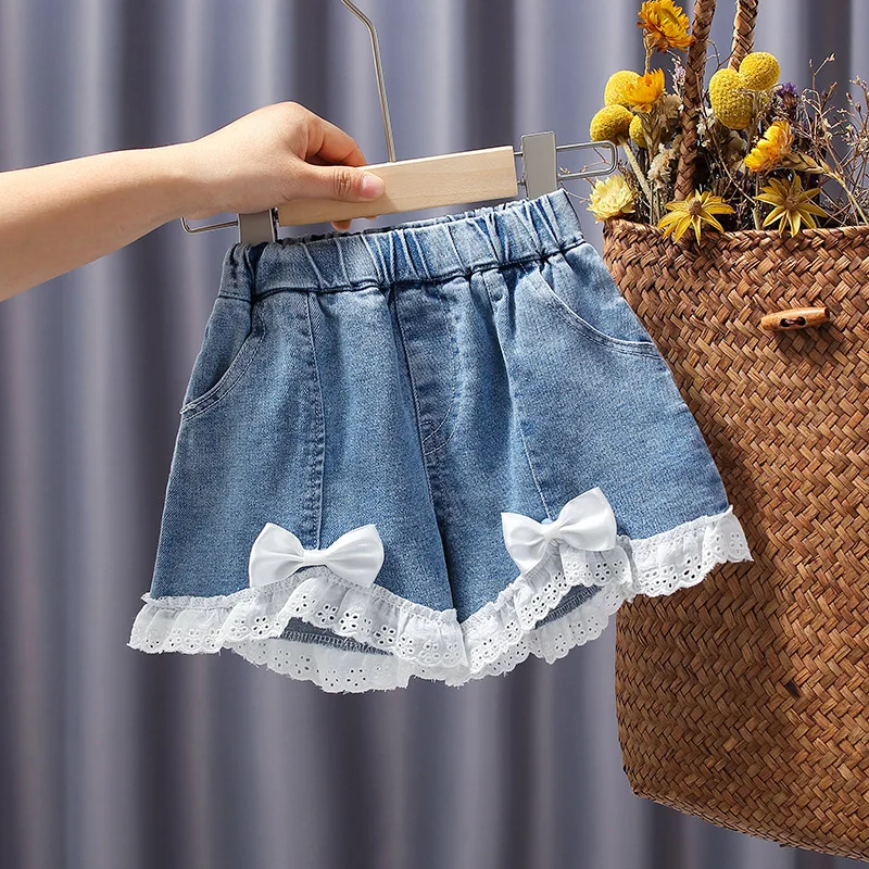 

Girls' Summer Clothes New Western Style Children's Summer Clothes All-Matching Children's Thin Denim Shorts Lace Fashion-XMS