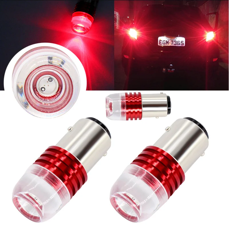 2pcs LED Motorbike Lights 7443 1157  Brake Lights 5630 3SMD Concave Lens Straight Flash Reversing Lights Motorbike Accessories