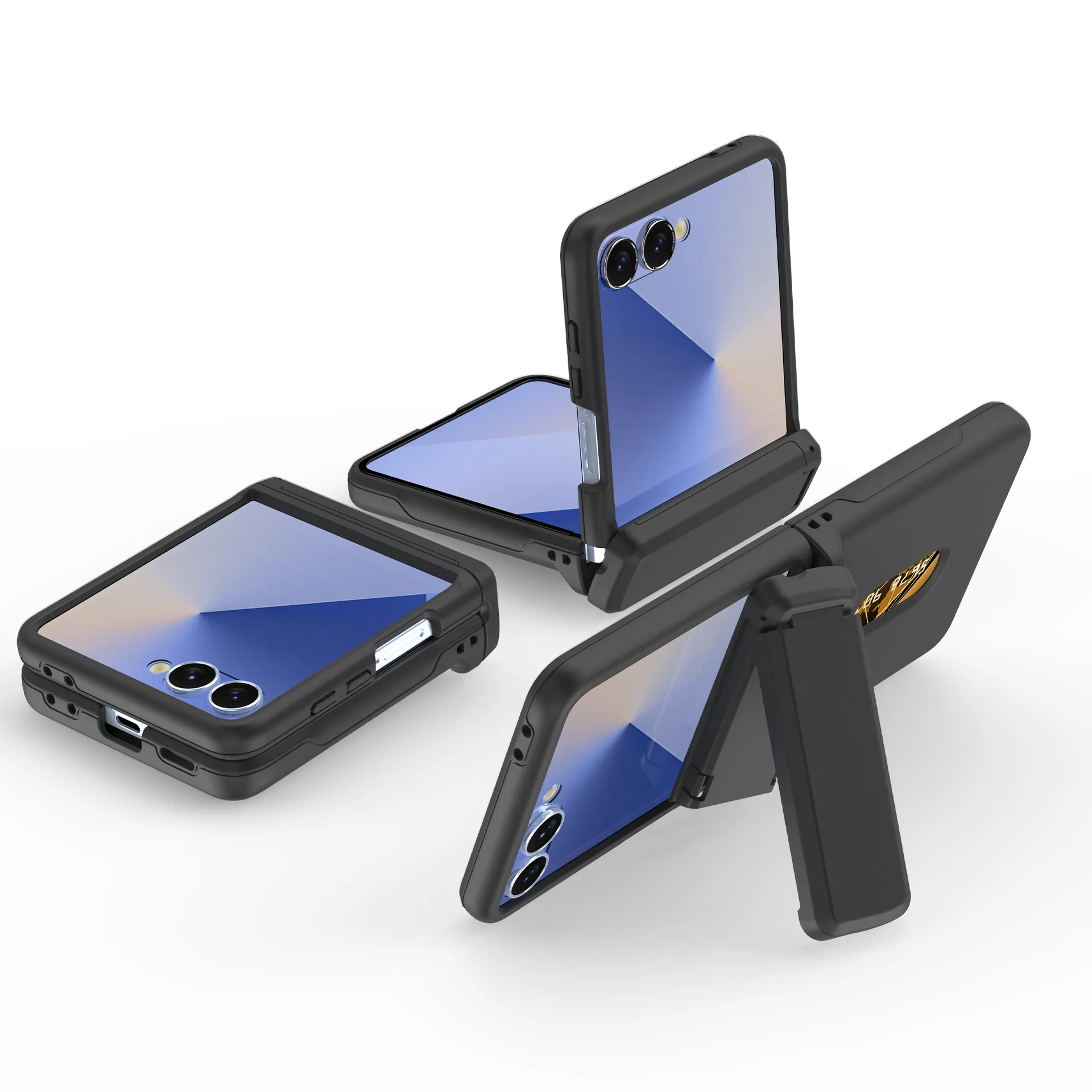 case for Samsung Z Flip 7 Card holder spring central axis folding screen protective case full coverage Anti-Fingerprint plain