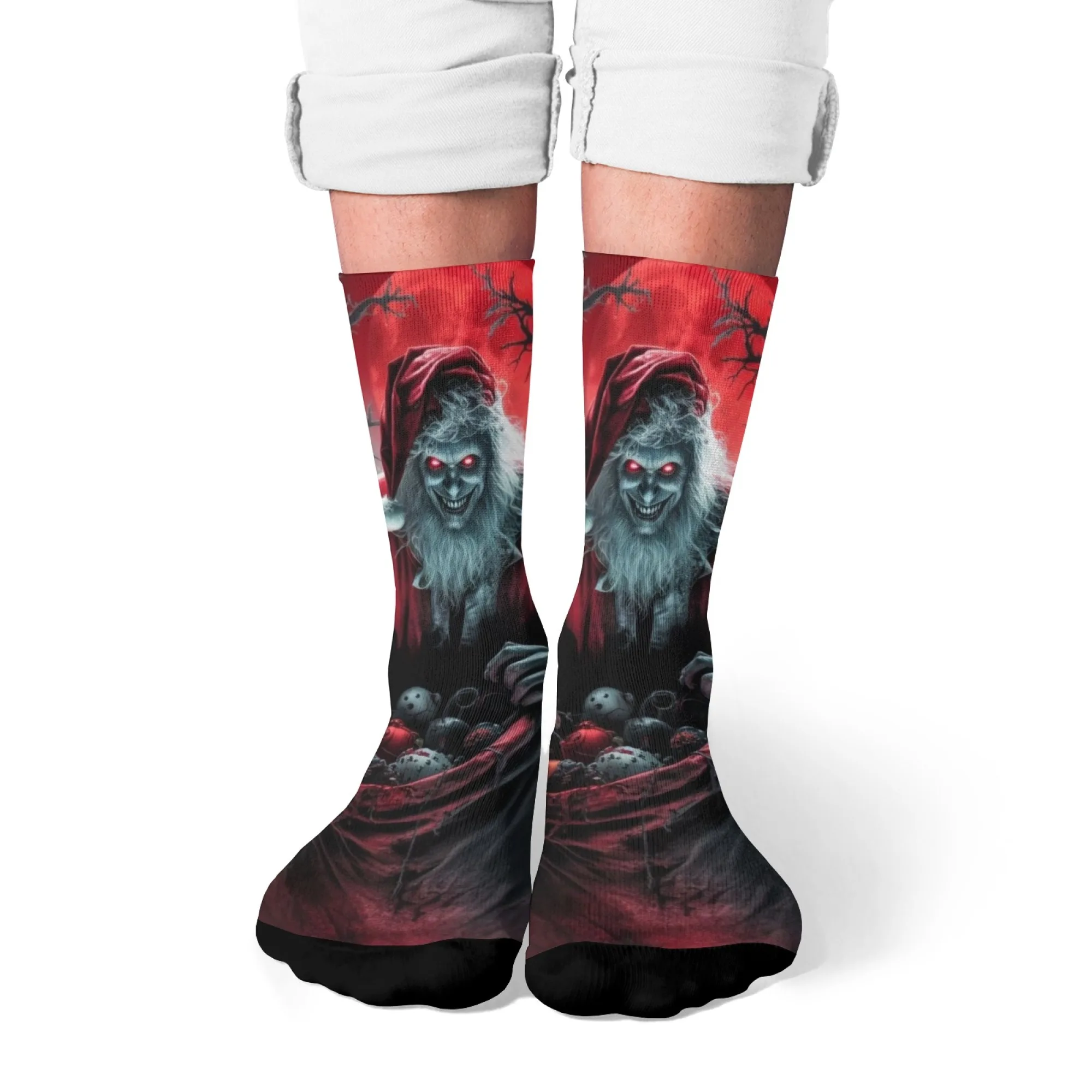 Horror Dark Santa Claus Herrensocken Retro Trend Crazy Hip-Hop Socken Neuheit Lustige Crew Socken Atmungsaktive rutschfeste Freizeitsocken