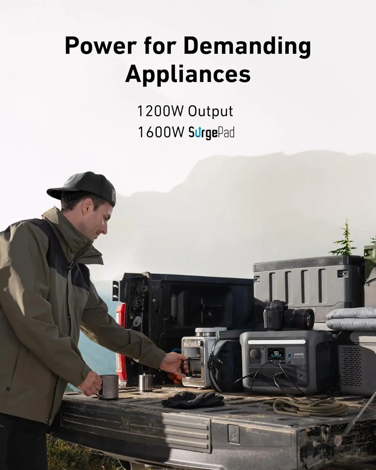 C800Portable Power Station, 1200W (Peak 1600W) Solar Generator, Full Charge in 58 Min, 768Wh LiFePO4 Battery for Outdoor Camping