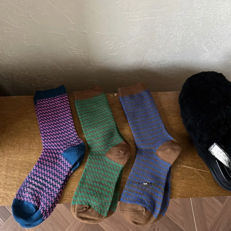 

9 пар женских носков на осень-зиму, новые, в стиле ретро, художественные, модные, простые, средней длины, универсальные, удобные женские носки